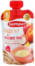 Д/п пюре SEMPER Яблочно-персиковое с кашей 6 мес м/у 120г