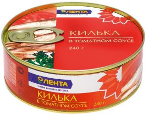 Р/к килька ЛЕНТА в томатном соусе ключ 240г