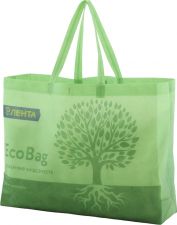 Эко-сумка ЛЕНТА хозяйственная 44x43x10см, спанбонд, оранжевая, зеленая