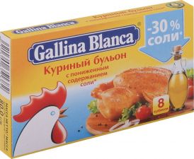 Кубики GALLINA BLANCA Бульон куриный с пониженным содержанием соли 80г